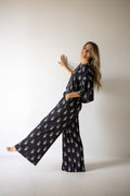 Women's Bamboo Crop Tee Lounge Set | Midnight Skelly