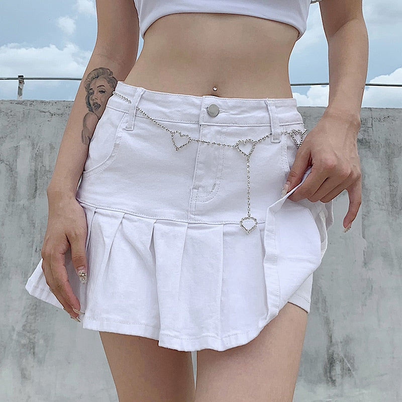 Y2K Denim Pleated Mini Skirt High Waisted Harajuku Punk Style - Image 9