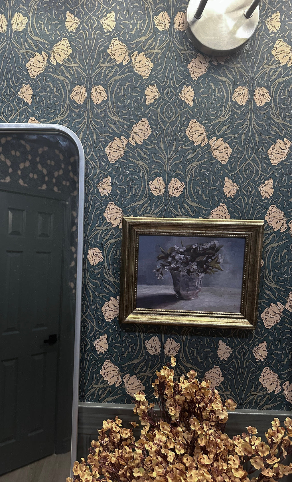 Amberly Floral Wallpaper: Traditional Botanical Green & Cream