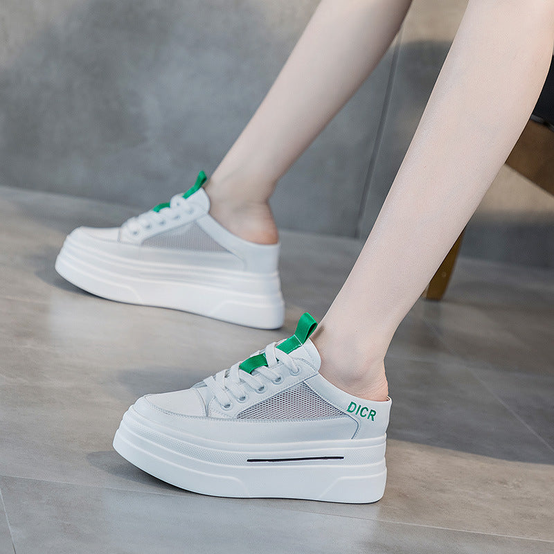 Women's White Platform Slip-On Chunky Sole Backless Sandals - Image 6