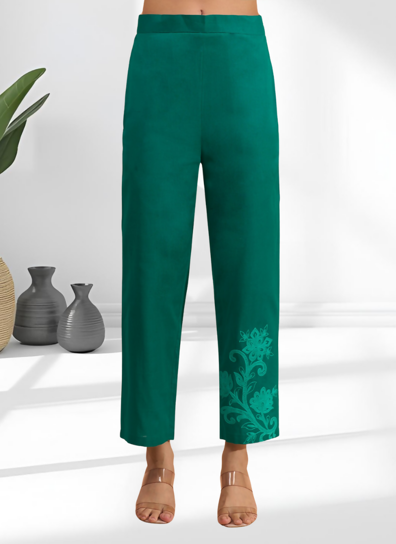 Green Cotton Linen Embroidered Cord Set for Festive Wear