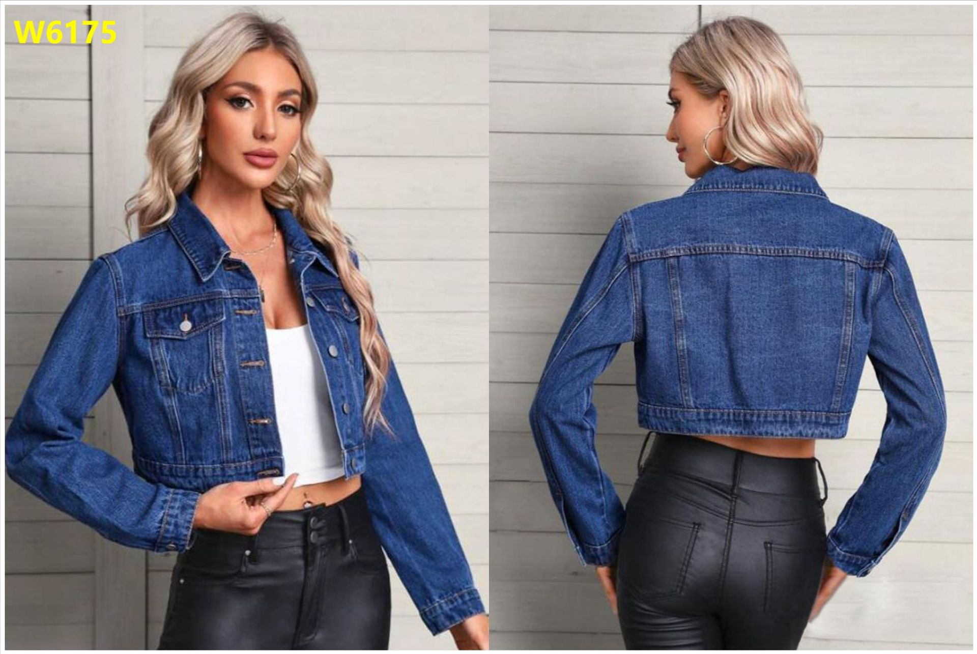 Women's Cropped Denim Jacket – Relaxed Streetwear Flip Collar