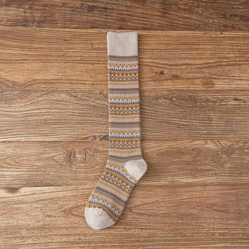 Women's Harajuku Ethnic Striped Cotton Knit Knee Socks - Image 9