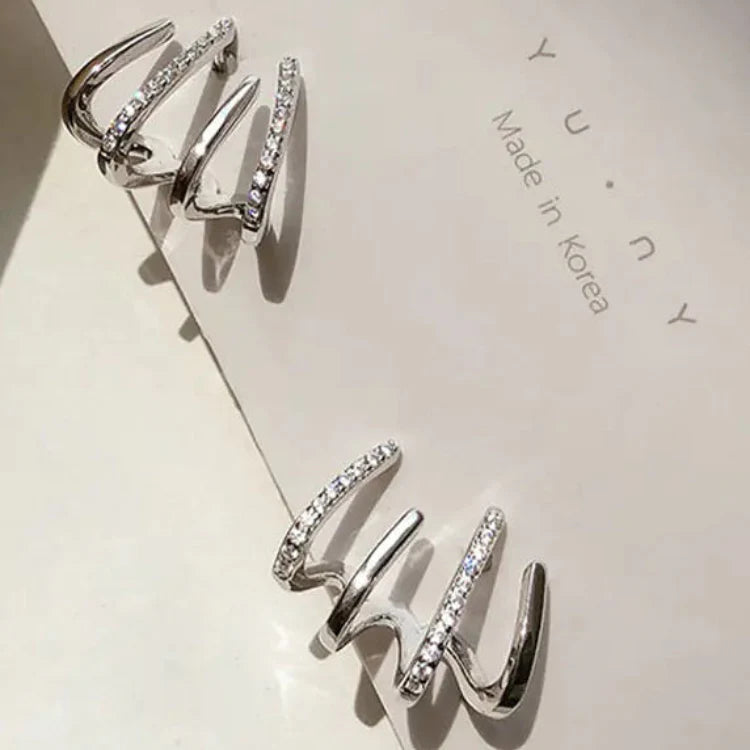 Women's Diamond-Cut Gold & Silver Ear Studs