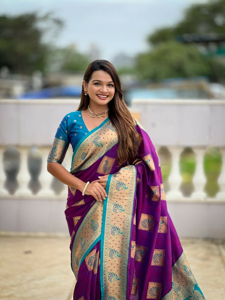 Magenta Soft Banarasi Silk Saree with Zari Weaving