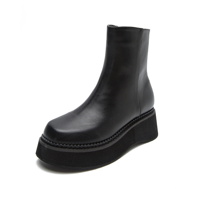 Black Platform Ankle Boots for Women - British Style Chelsea Inspired - Image 4