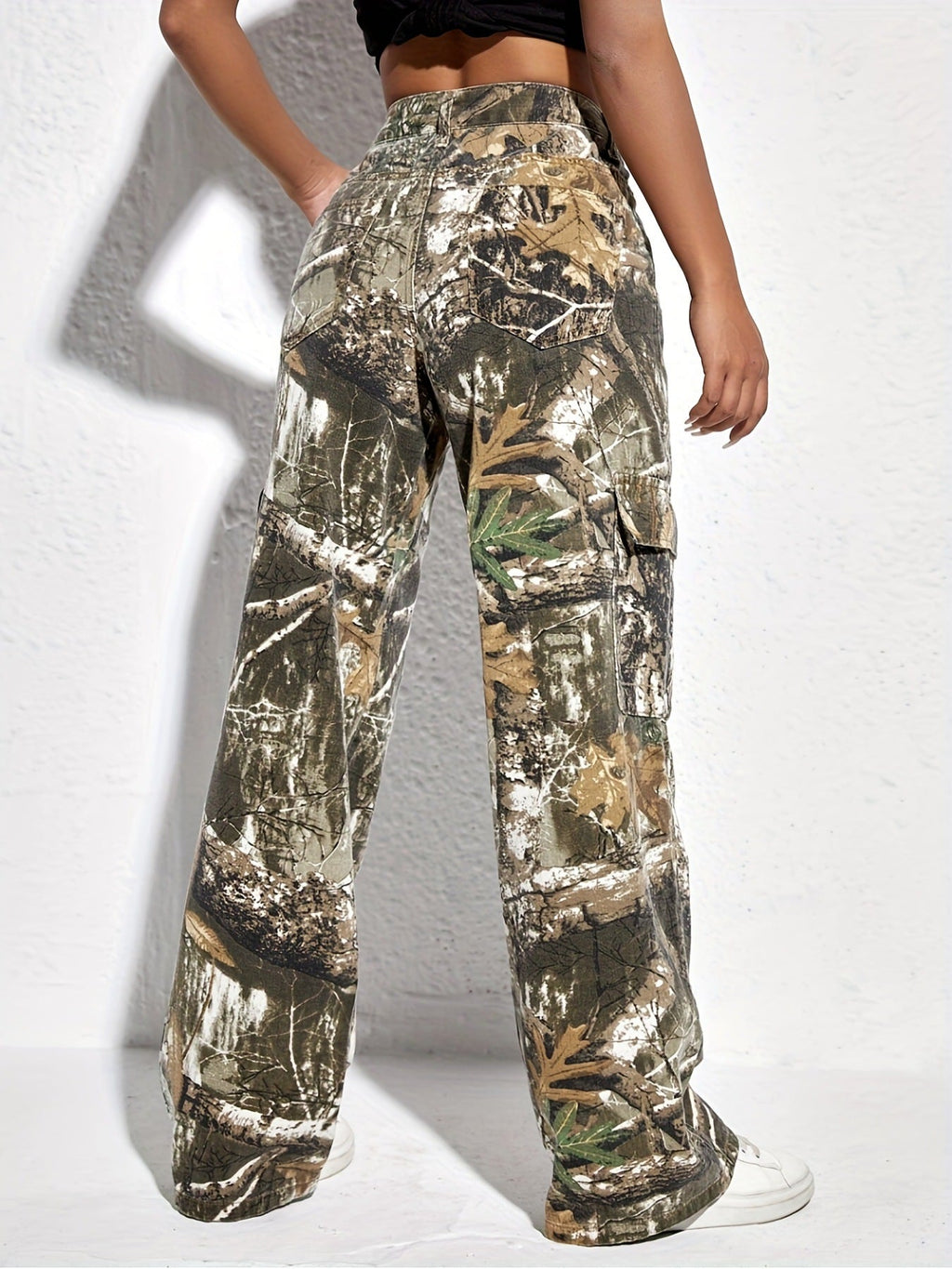 Women's High Waist Camouflage Cargo Pants - Loose Wide Leg - Image 2