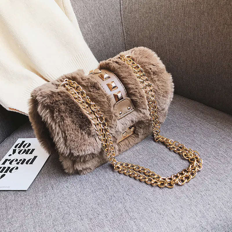 Fashionable Plush Crossbody Shoulder Bag