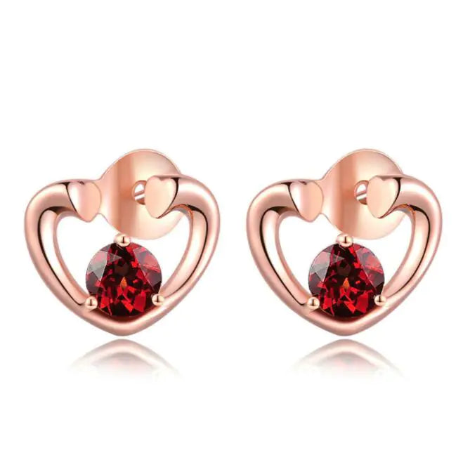 Rose Gold Gemstone Studs in 925 Silver