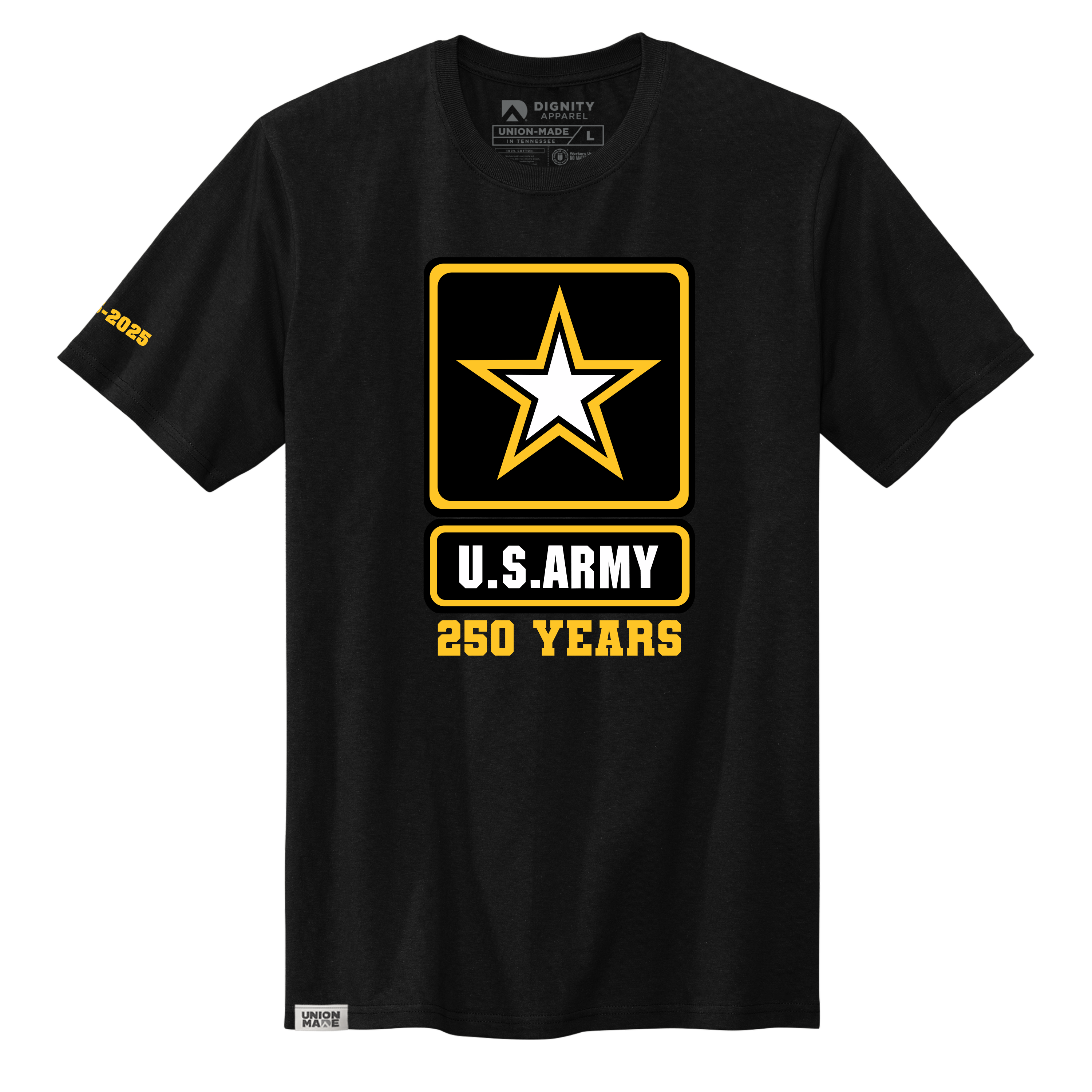US Army 250 Year Anniversary T-Shirt Black Graphic Tee