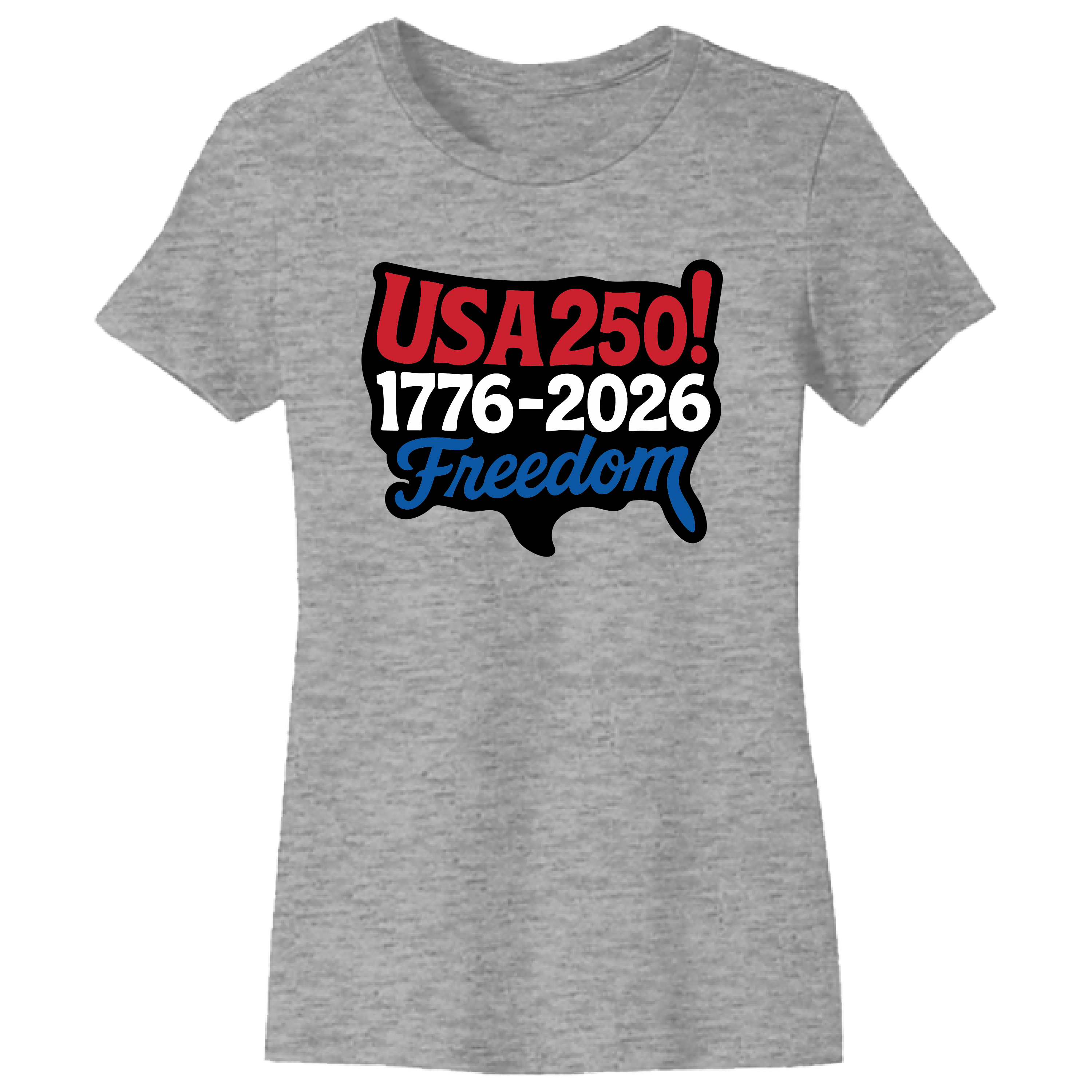 USA 250 Map T-Shirt 1776-2026 Patriotic Graphic Tee Gray - Image 2