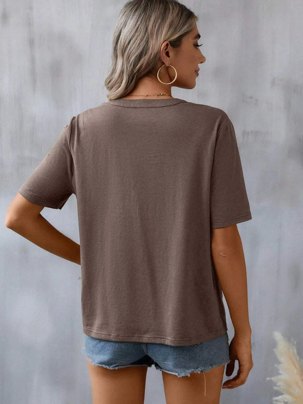 Boho Floral Embroidered Notched V-Neck Lace Trim Top