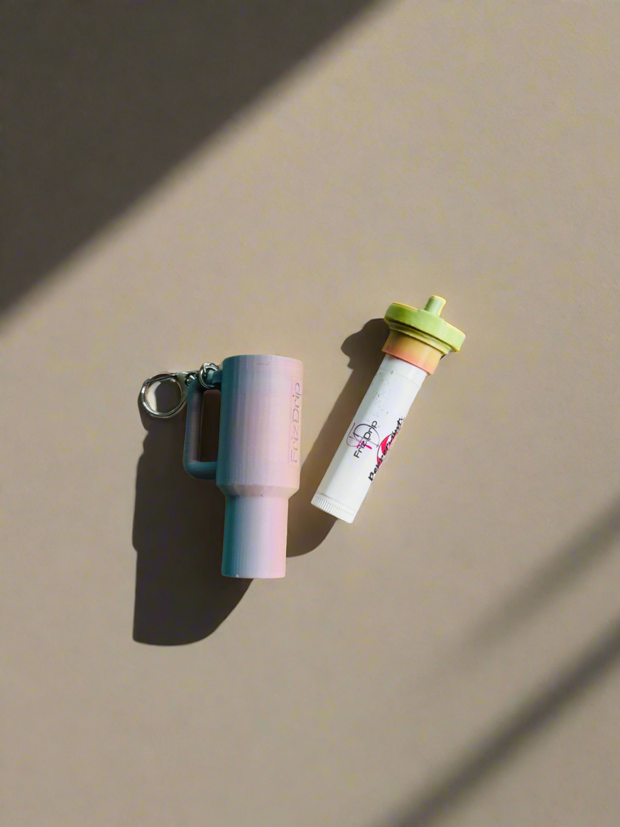 Tumbler Style Lip Balm Holder Keychain