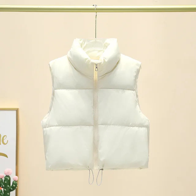 Warm Harajuku Cropped Puffer Vest for Women - Multiple Colors - Image 7