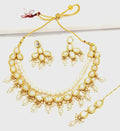 Traditional gold-plated Kundan jewellery set with intricate stone work