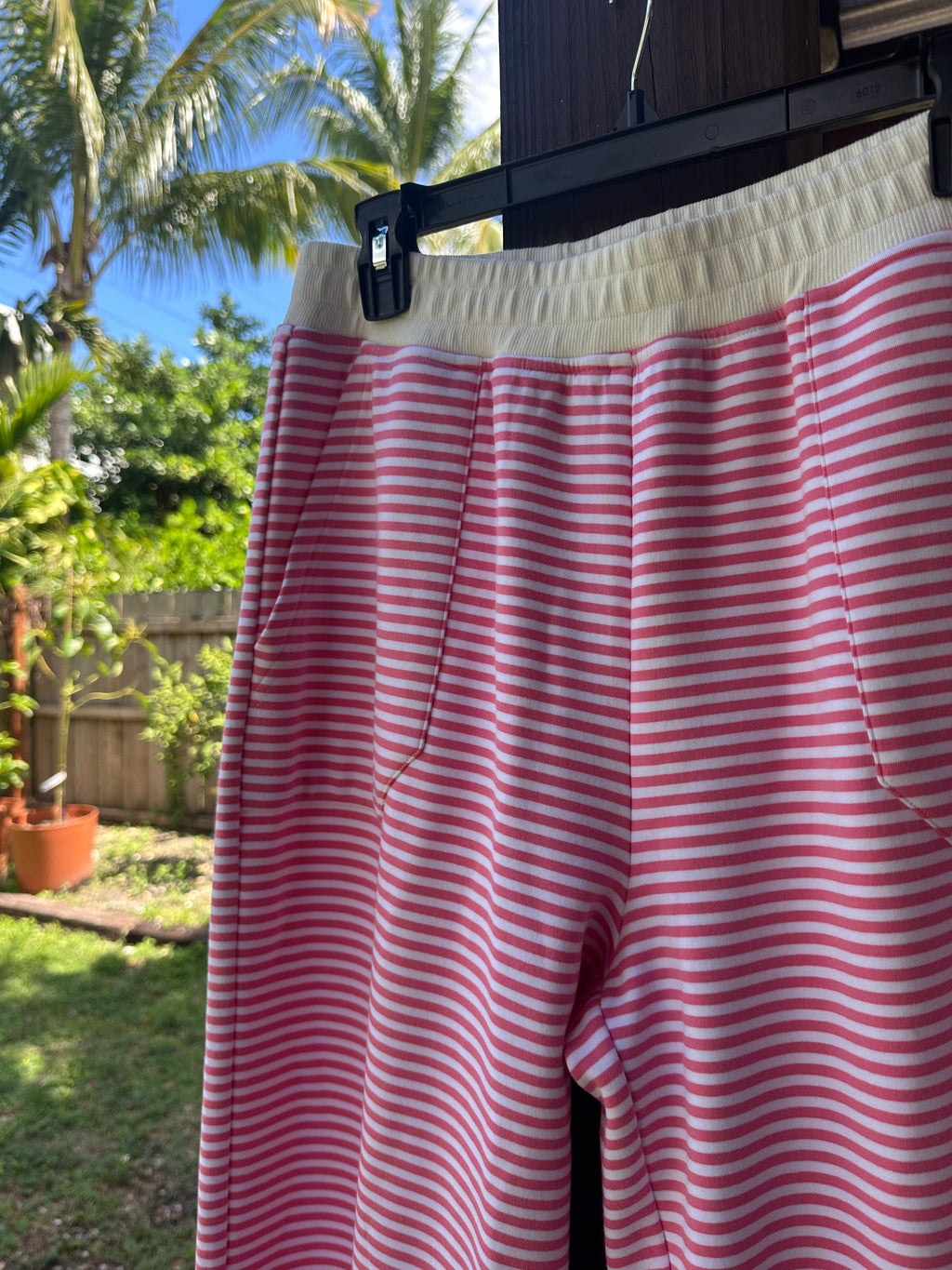 Dark Pink and White Striped Unisex Sweatpants Loungewear