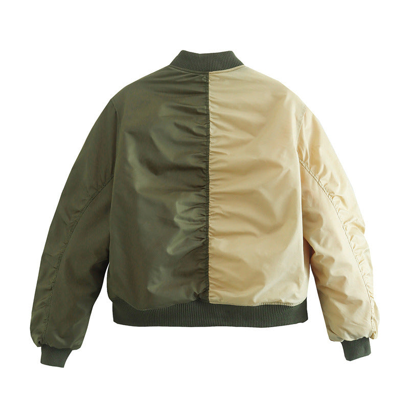Womens Casual Chic Patchwork Bomber Jacket Harajuku Style - Image 2