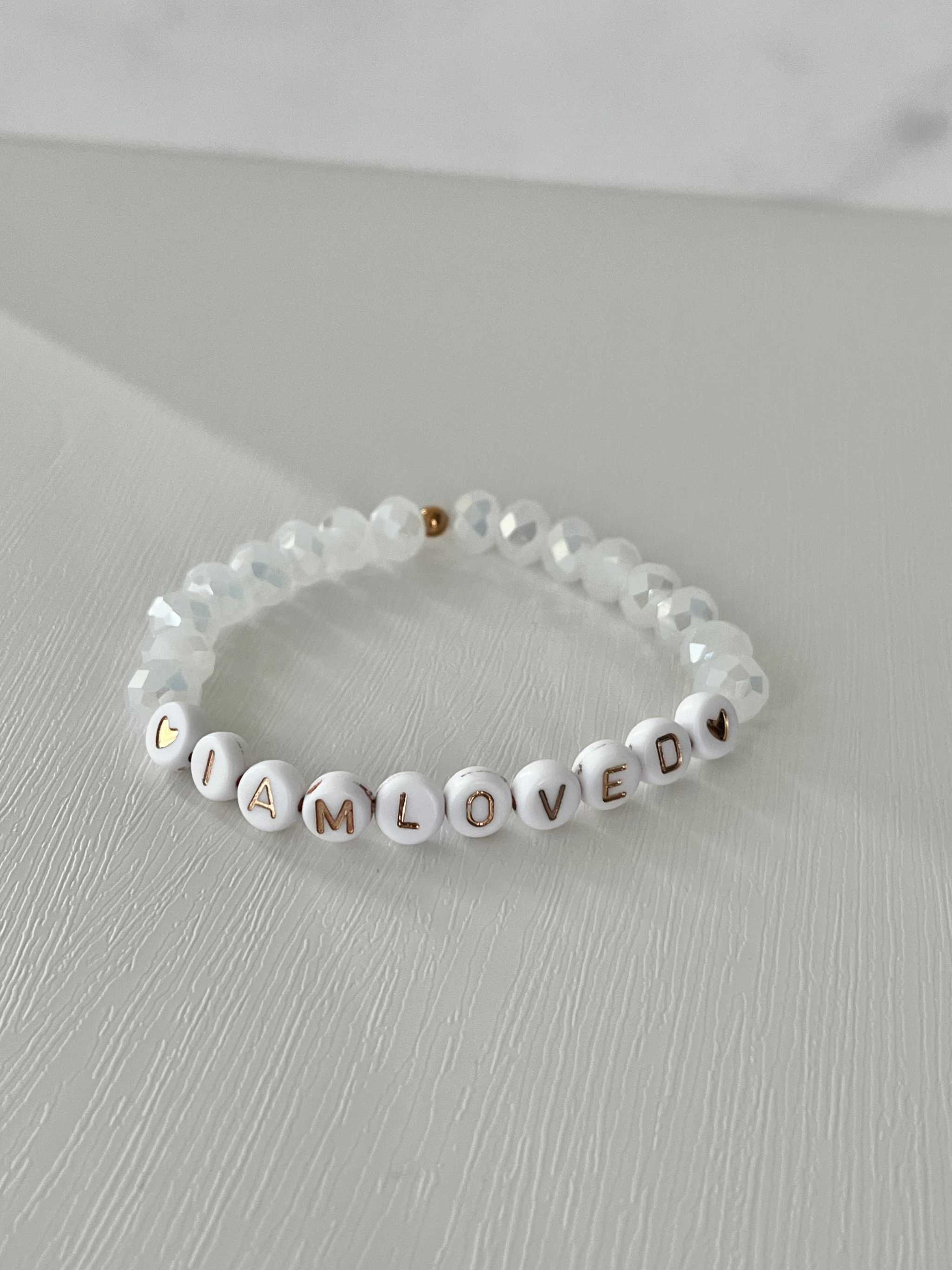 I Am Loved Pink Opal and White Bead Bracelet – Christian Jewelry