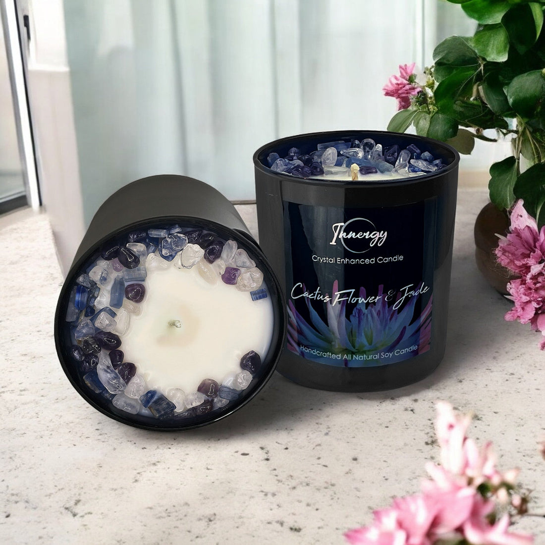 Cactus Flower and Jade Crystal Candle, 10oz