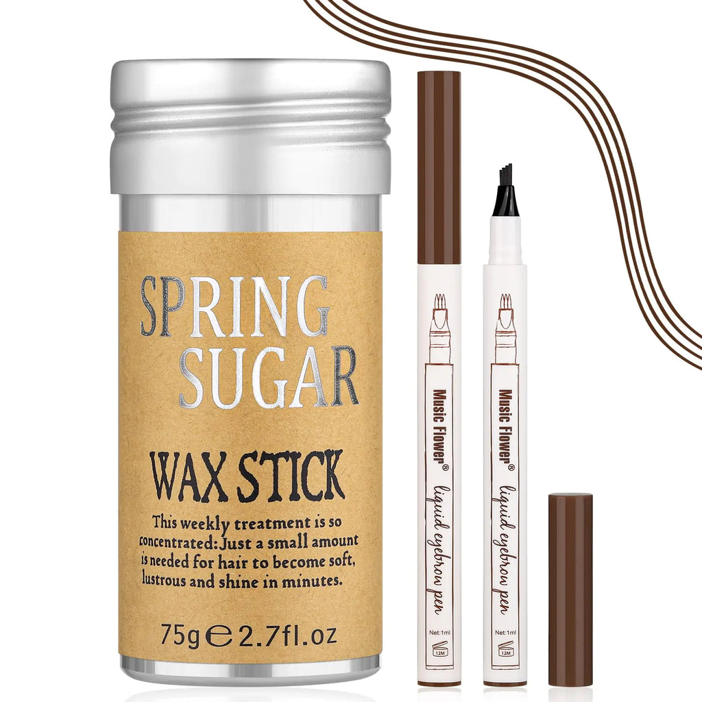 Hair Wax Stick + Brown Eyebrow for Hair Non-greasy Styling Hair All Day Hold Styling Product for Smoothing Hair Strands Slick Stick for Women & Men