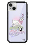 Lavender Capricorn zodiac iPhone case with a cute goat illustration and black rubber bumper.