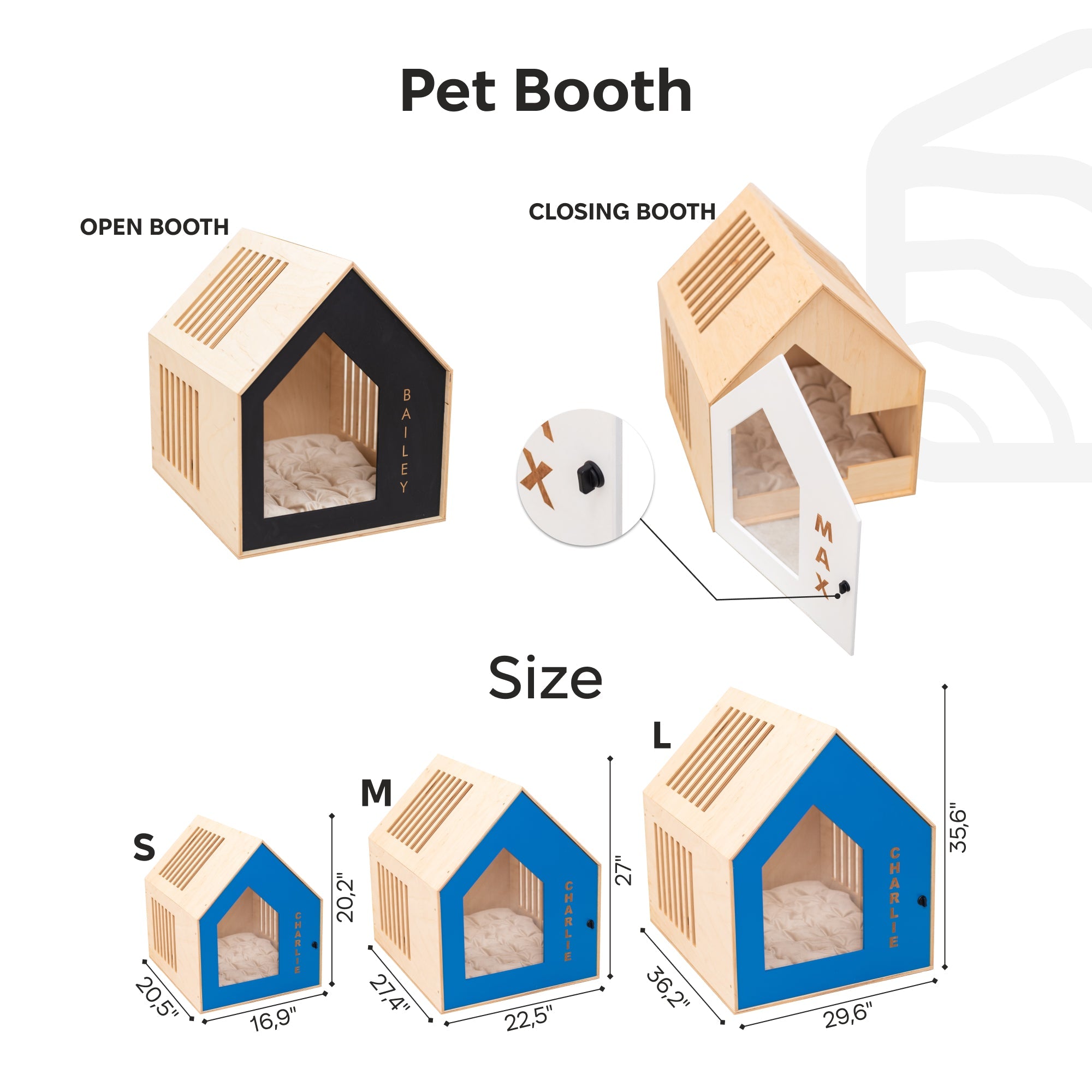 Booth-Style Wooden Dog House in Vibrant Blue for Outdoor Comfort