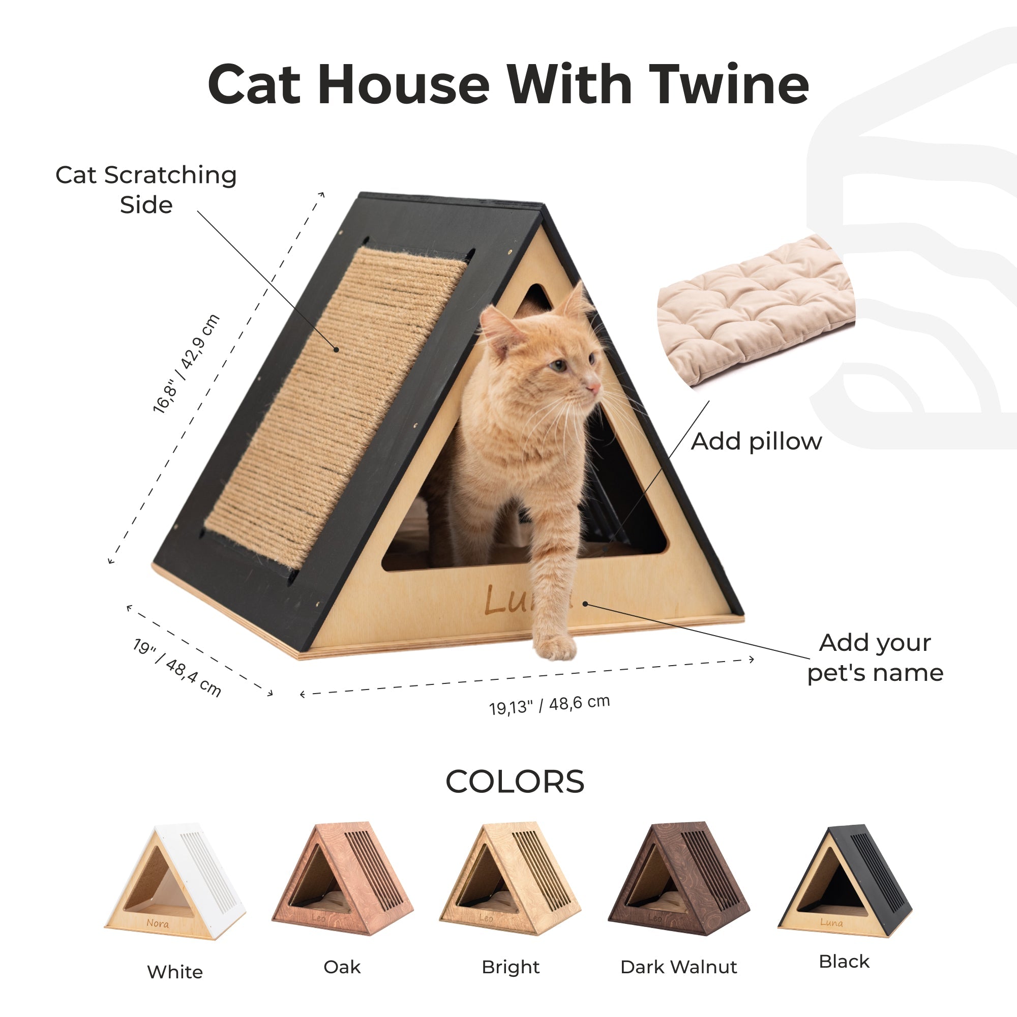 Modern White Wooden Cat House for Indoor Pets