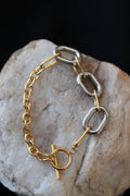 Two Tone Daphne Mixed Metal Toggle Bracelet – Gold & Silver