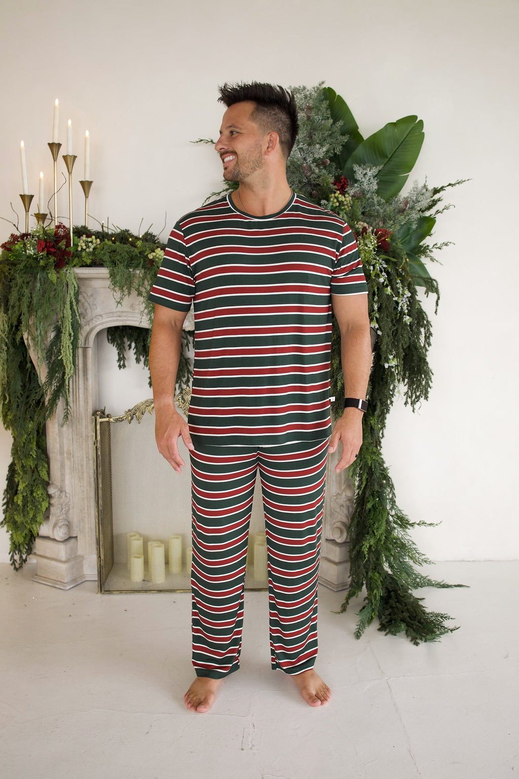 Men's Short Sleeve Pajamas | Holiday Stripe