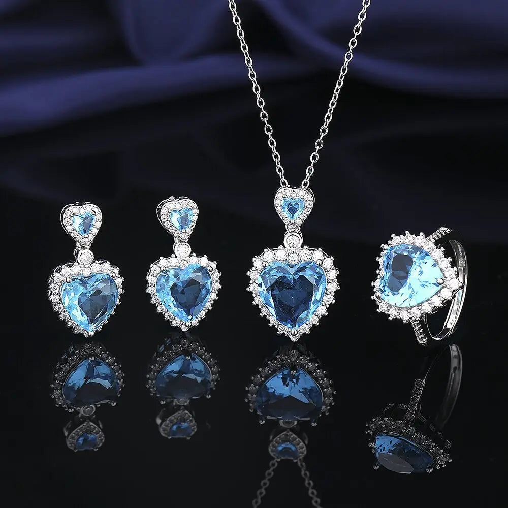 Gemstone Crown Necklace Set with Earrings & Ring