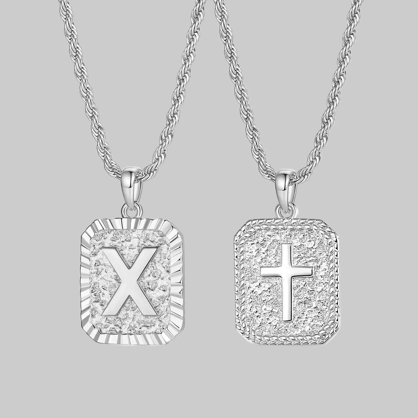 ASUWISH Silver Initial Necklaces for Men and Women