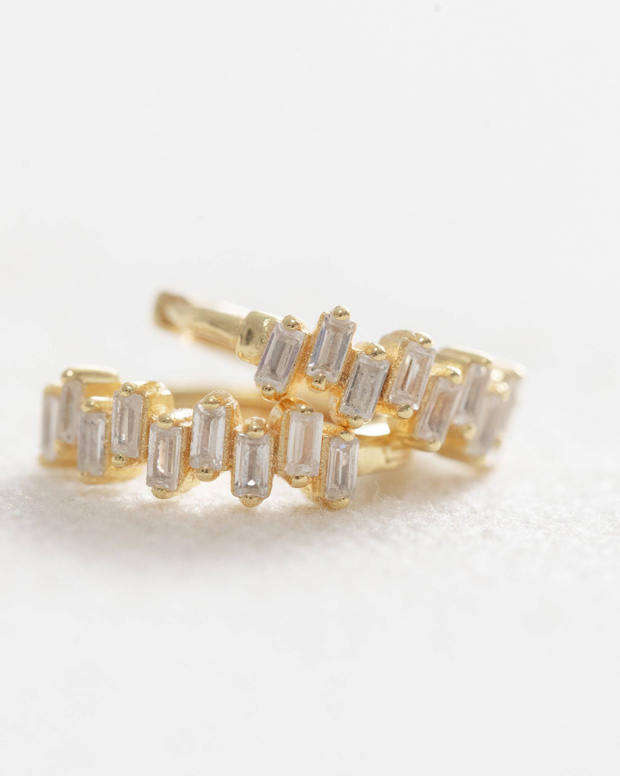 Crystal Baguette Huggies