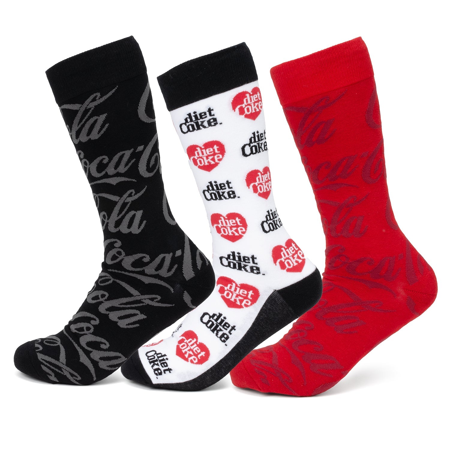Coca-Cola Logo 3-Pack Dress Sock Set Red Black and White