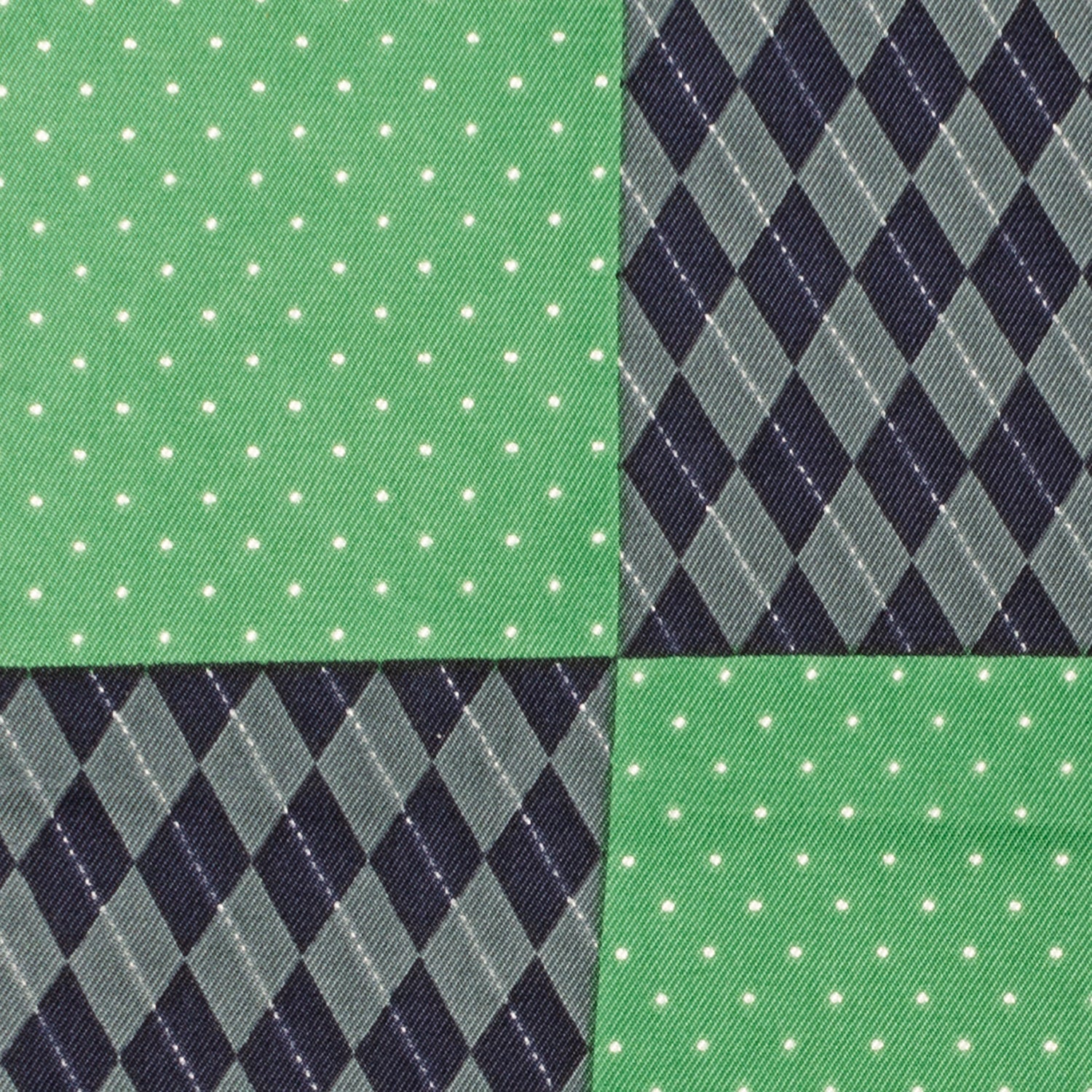 Navy and Kelly Green Argyle Dot Reversible Pocket Square - Image 5