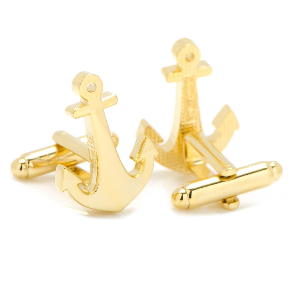 Gold Plated Anchor Cufflinks for Nautical Style - Image 2