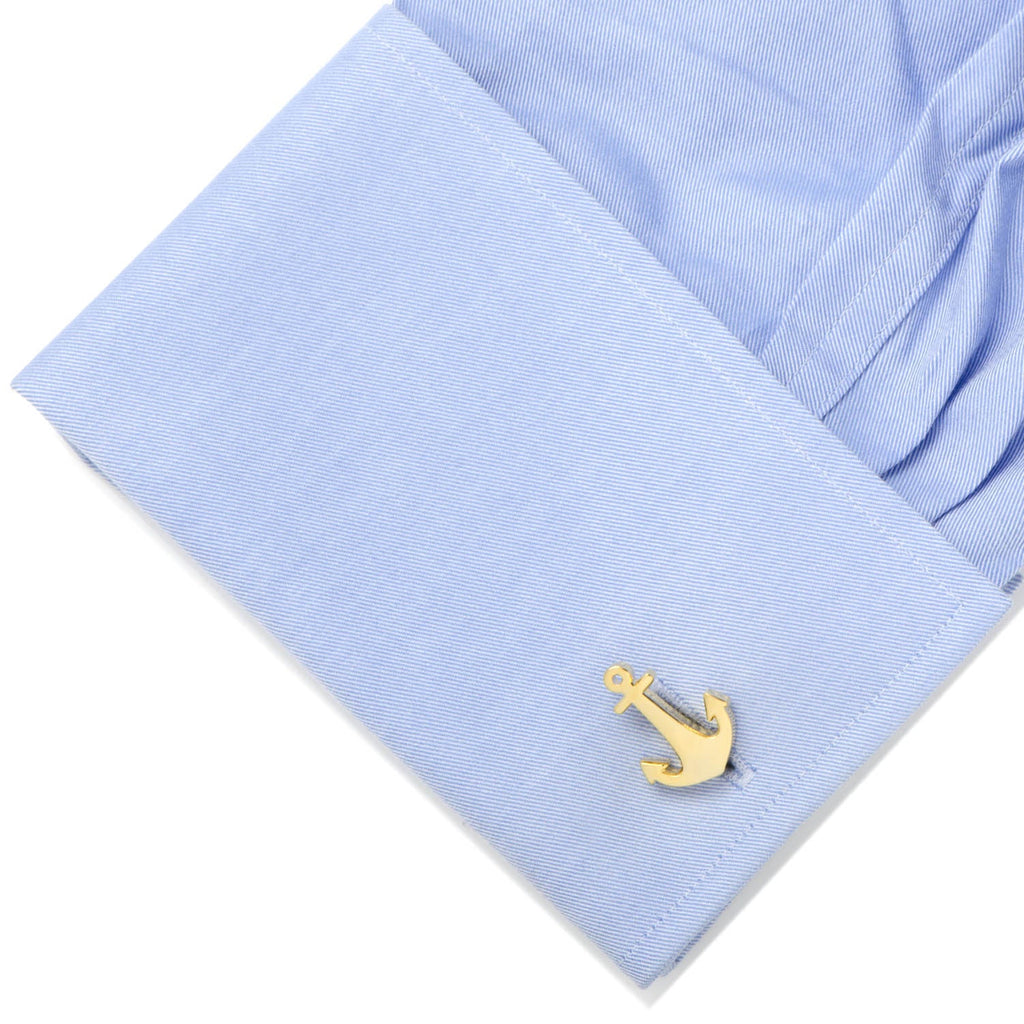 Gold Plated Anchor Cufflinks for Nautical Style - Image 3