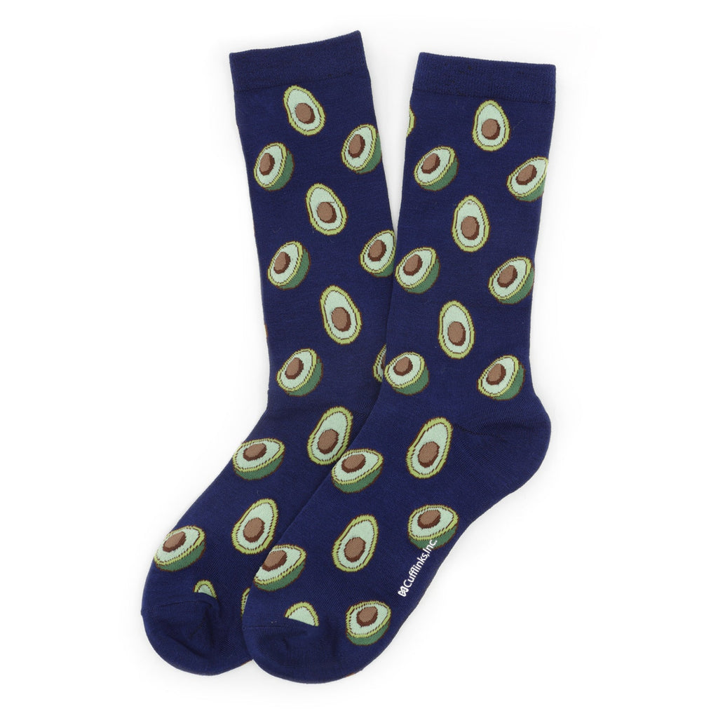 Men's Navy Blue Avocado Print Crew Socks for Daily Comfort - Image 2