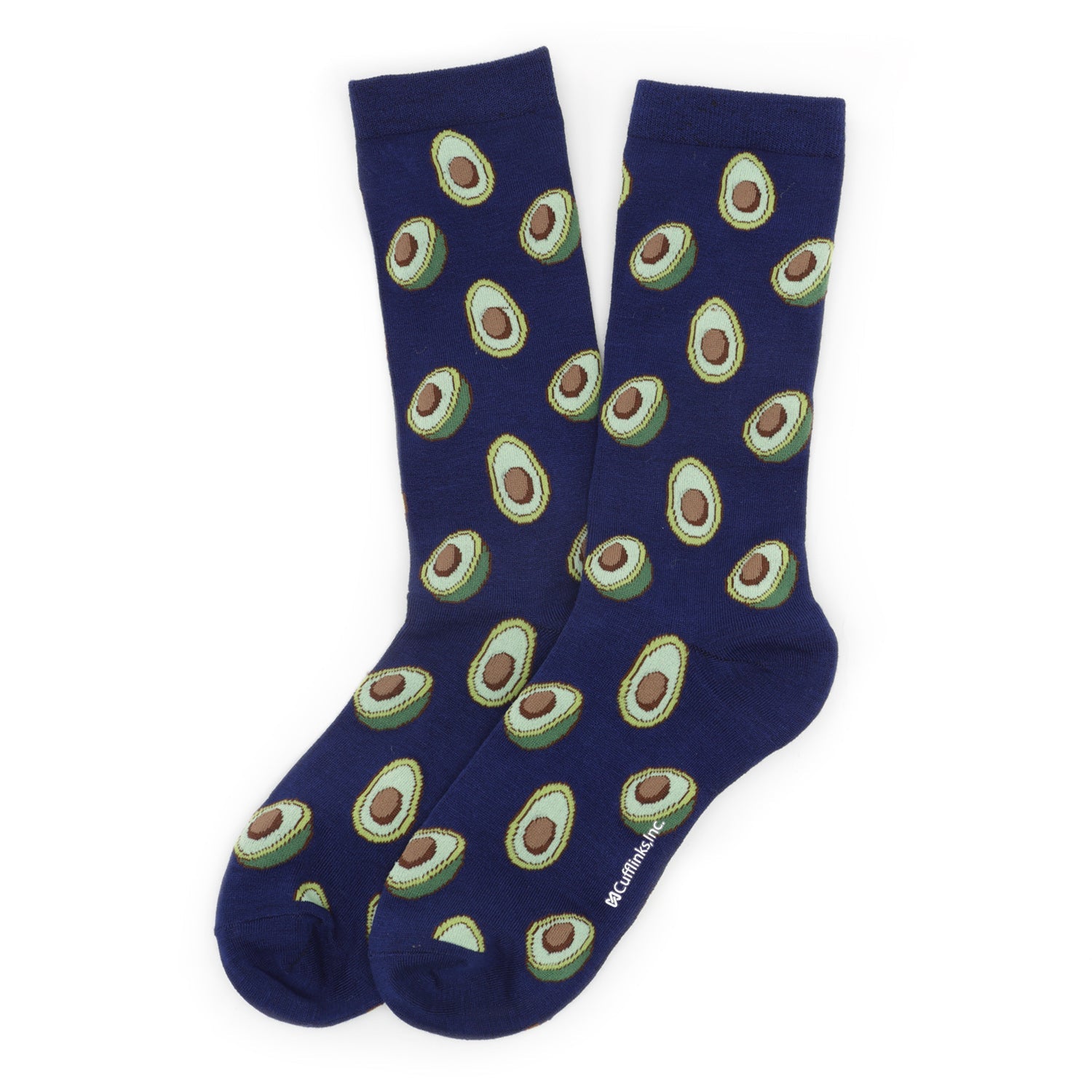 Men's Navy Blue Avocado Print Crew Socks for Daily Comfort - Image 2