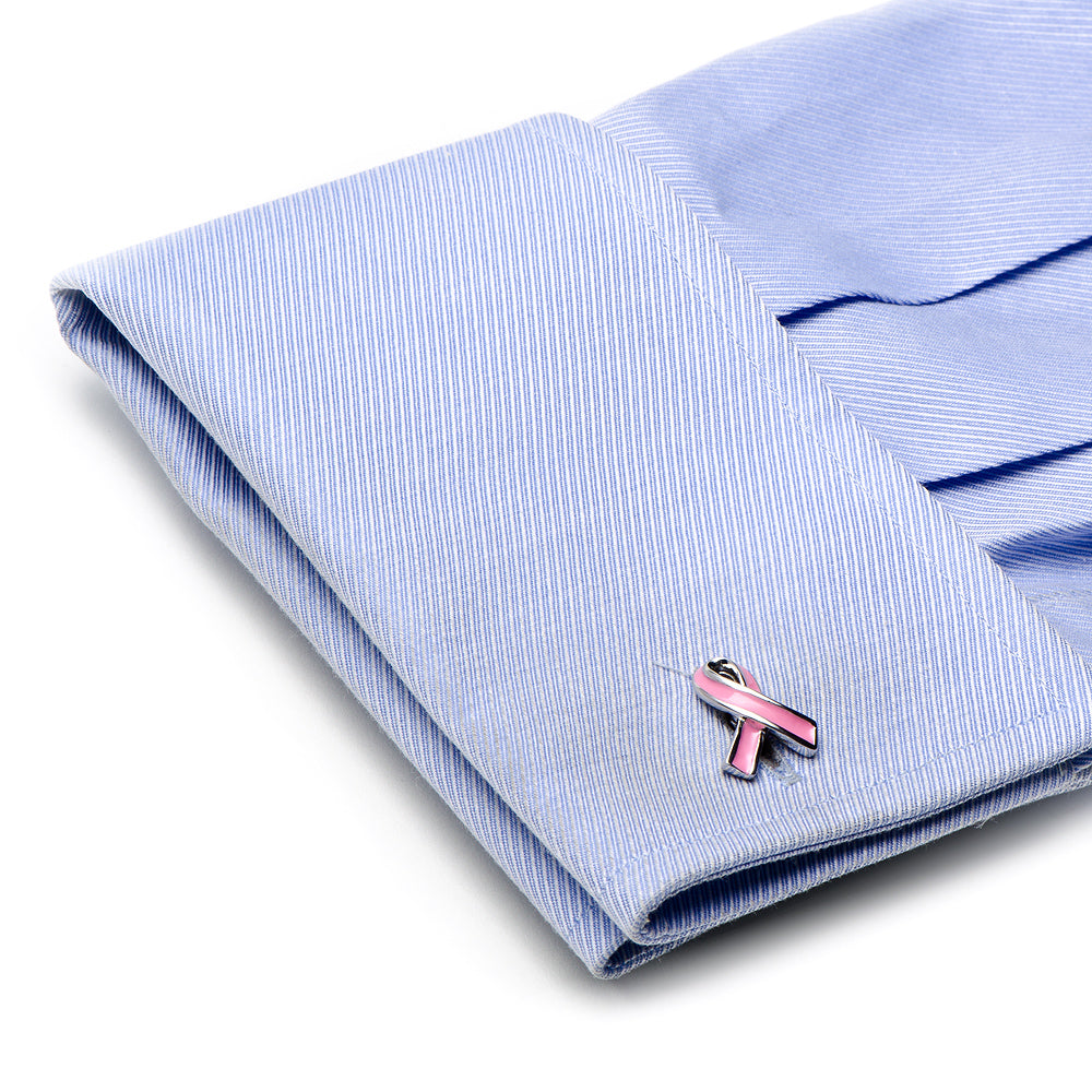 Pink Ribbon Breast Cancer Awareness Cufflinks for Men - Image 2