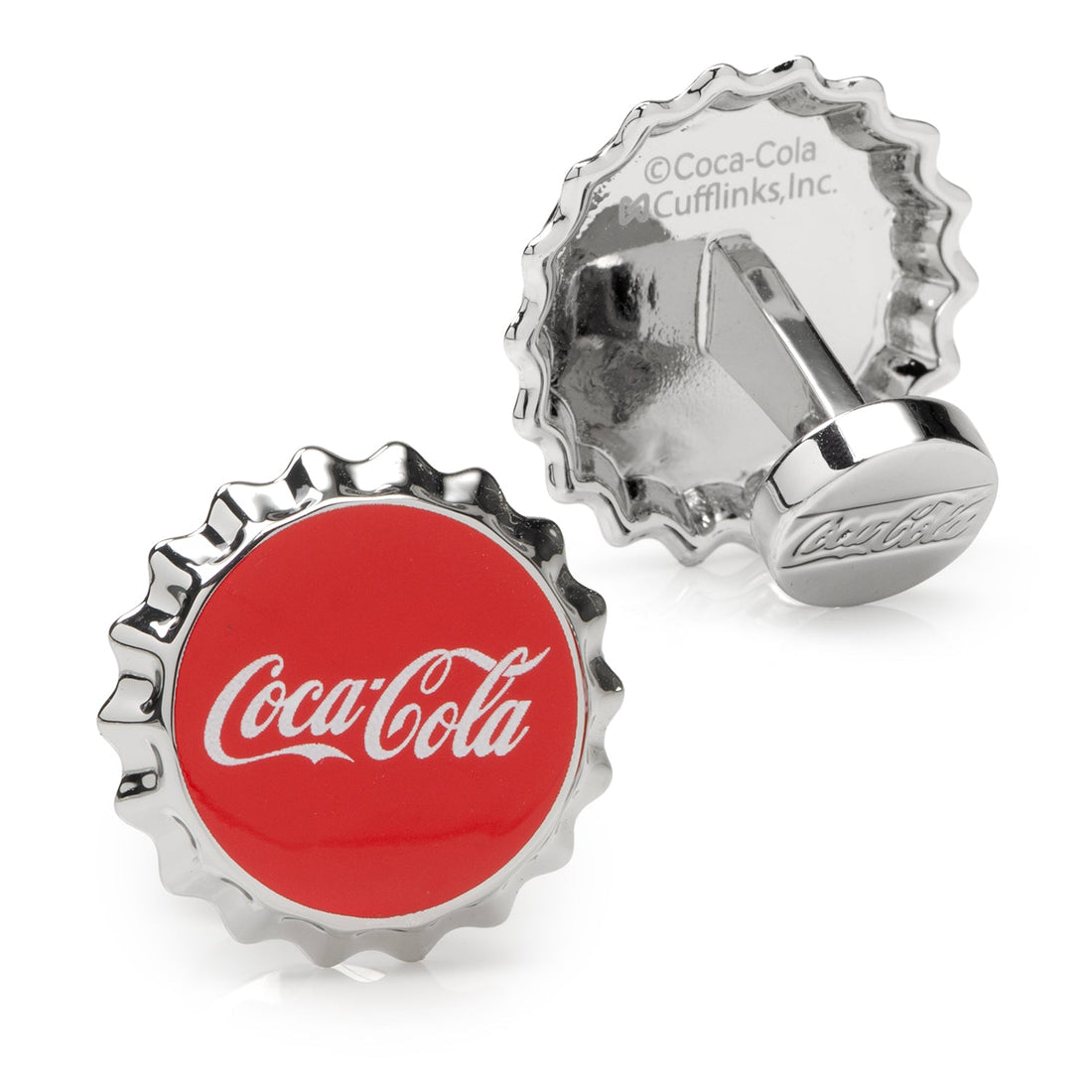 Coca-Cola Bottle Cap Cufflinks in Red and Polished Silver - Image 3