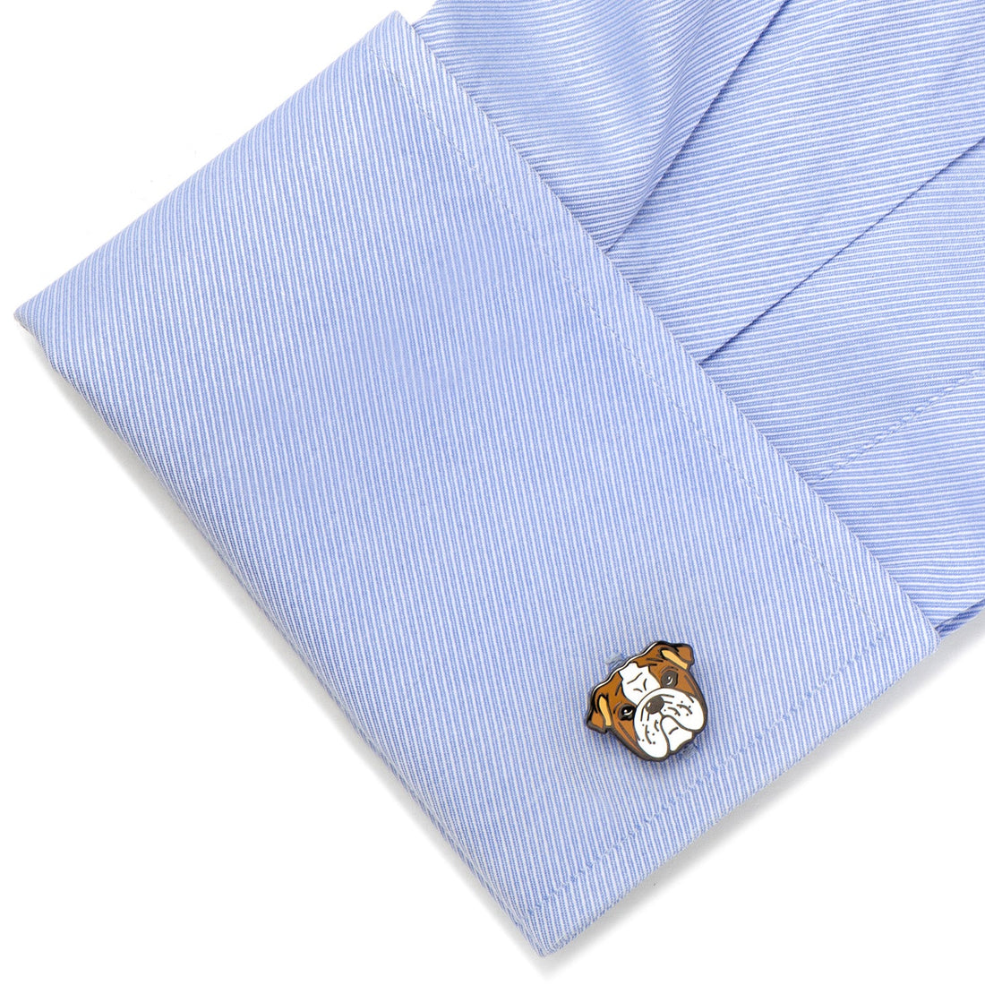 English Bulldog Enamel Cufflinks in Black Plated Metal - Image 3