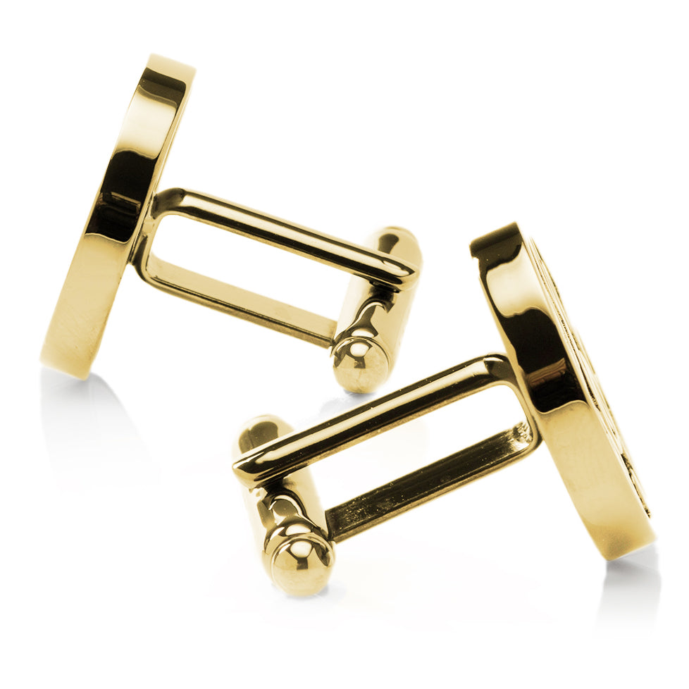Gold Tone Bitcoin Debossed Cufflinks for Crypto Enthusiasts - Image 4
