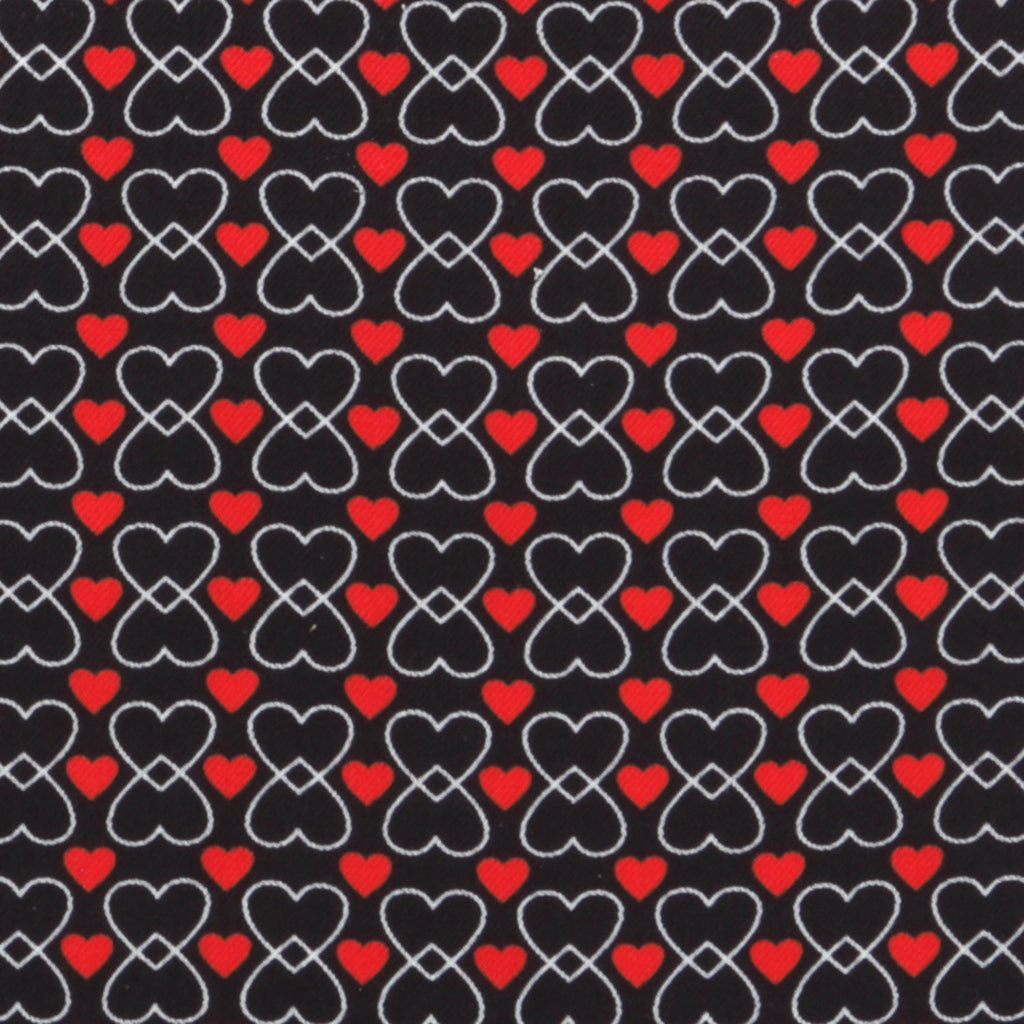 Black and Red Intertwined Hearts Silk Pocket Square - Image 5