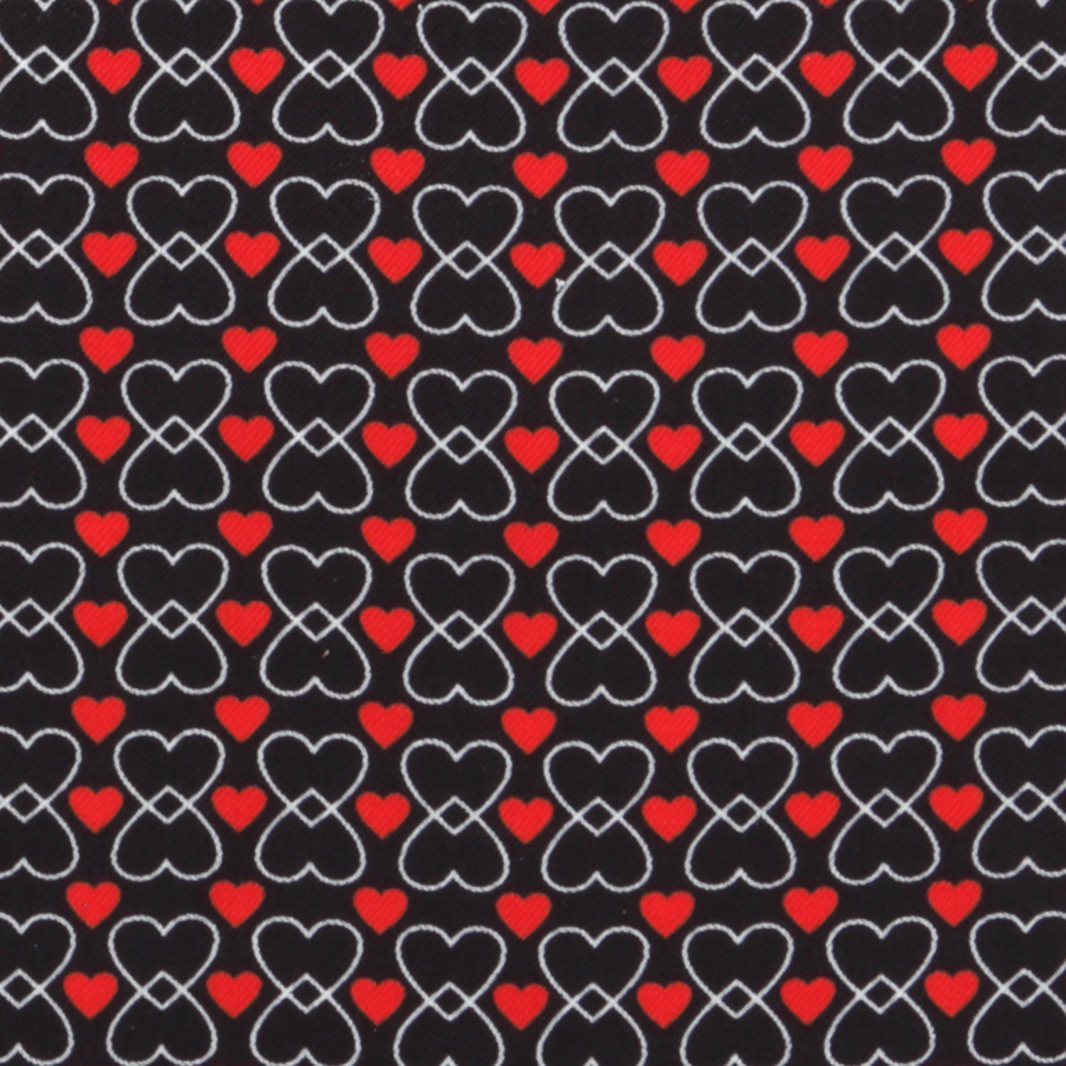 Black and Red Intertwined Hearts Silk Pocket Square - Image 5