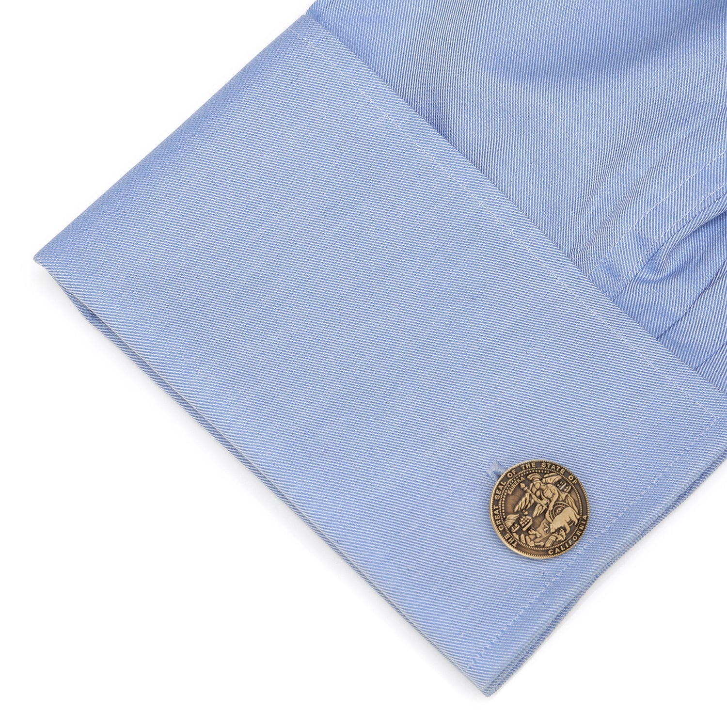 California State Seal Embossed Cufflinks in Antiqued Bronze Tone - Image 3