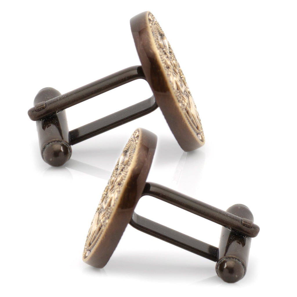 California State Seal Embossed Cufflinks in Antiqued Bronze Tone - Image 4
