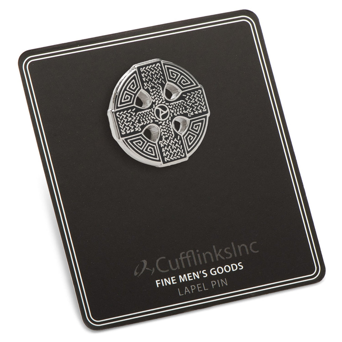 Celtic Cross Lapel Pin in Silver and Black Enamel - Image 5
