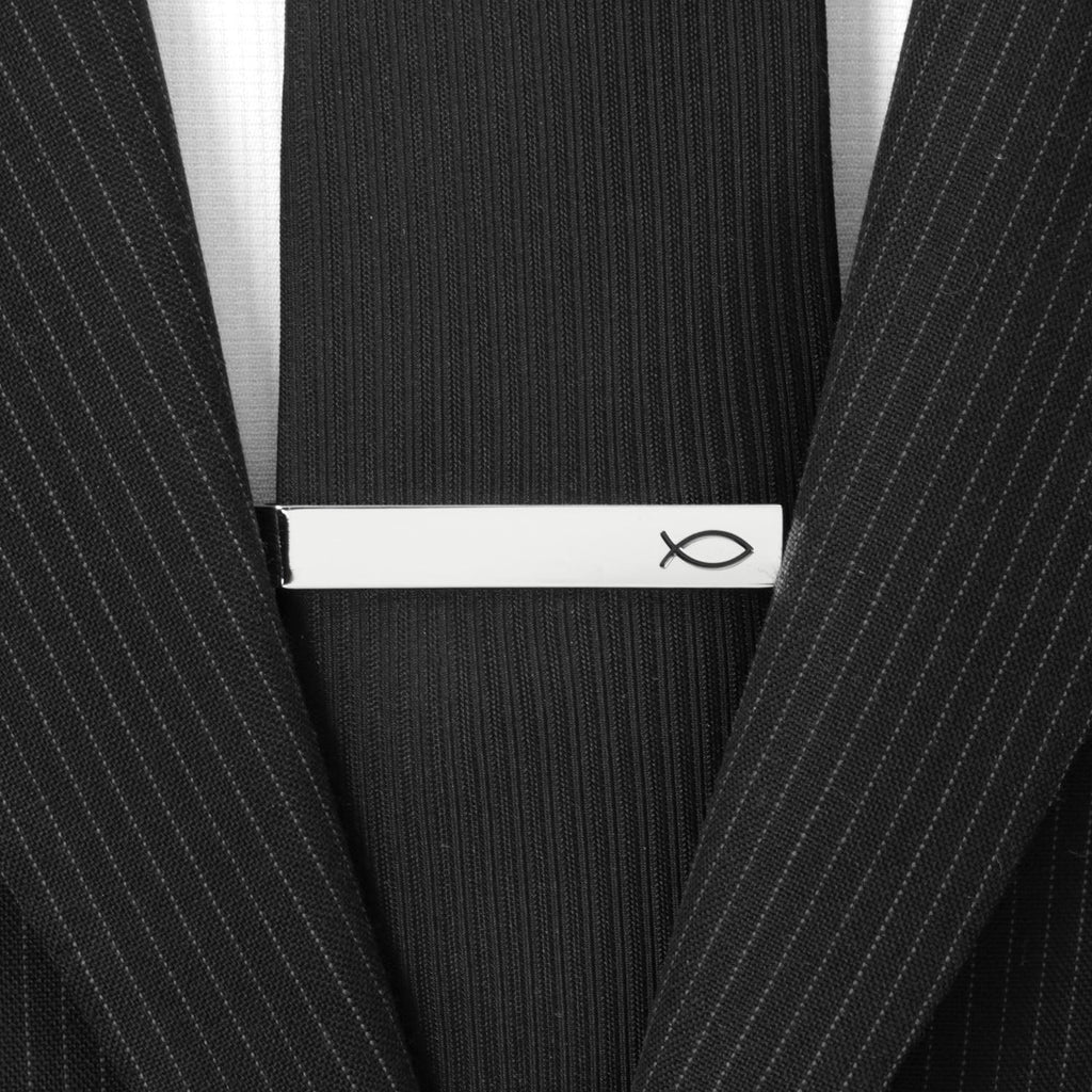 Come Follow Me Ichthys Silver Tone Tie Bar - Image 2