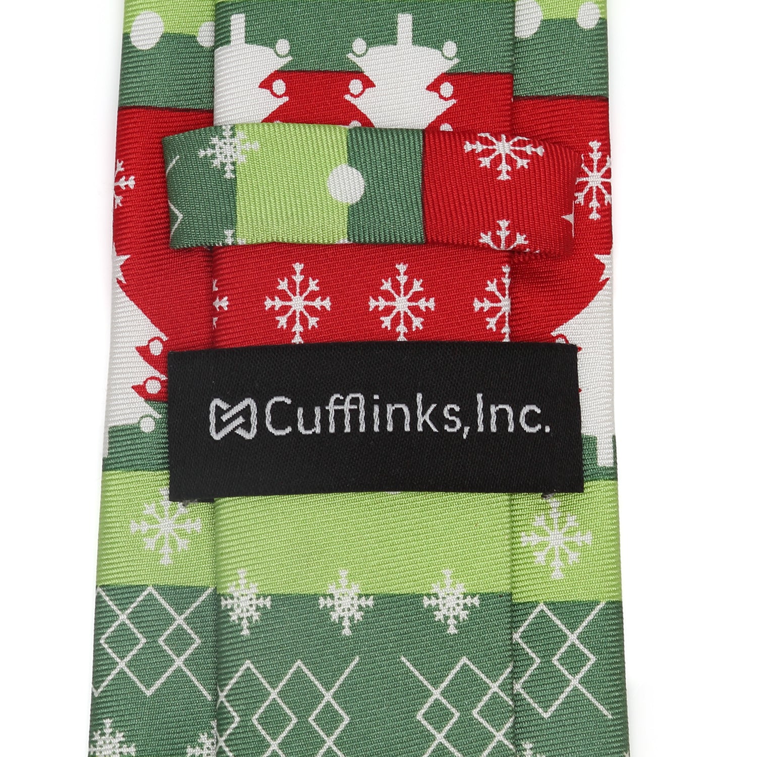 Red and Green Christmas Tree Pattern Silk Necktie - Image 4