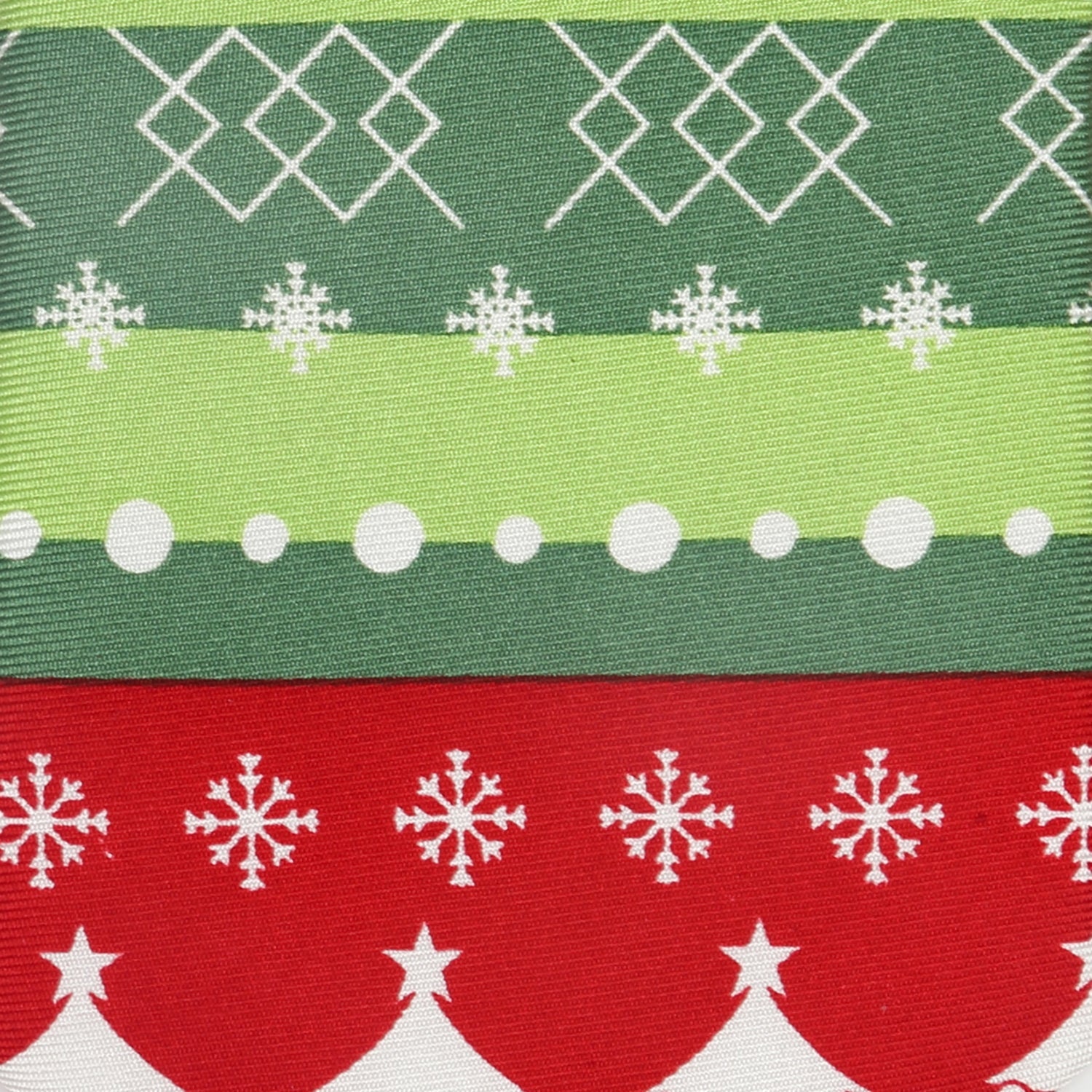 Red and Green Christmas Tree Pattern Silk Necktie - Image 5